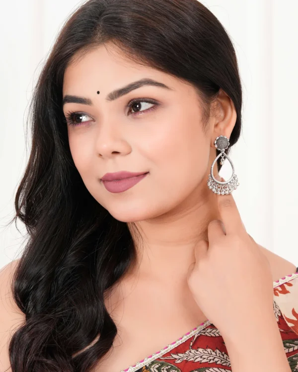 Earrings for Women Traditional Silver AZ838-OXidised Jhumka Set | German Silver Chand Baliyan & Jhumkas Earrings | Birthday & Anniversary Gift -AZ838