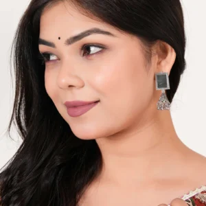Women Traditional Silver AZ838-OXidised Jhumka Set | German Silver Chand Baliyan & Jhumkas Earrings for Women | Birthday & Anniversary Gift